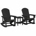 Conjunto de Sofás de Jardín 3 Piezas Negro HDPE para Patio y Terraza, Estilo Tradicional y Cómodo