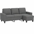 Sofá de 3 Plazas con Taburete, Tela Gris Oscuro, para Salón y Relax