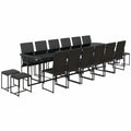 Conjunto de comedor de jardín 17 piezas negro acero moderno para exterior