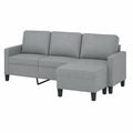 Sofá de 3 Plazas con Taburete y Respaldo Ergonómico, para Salón, Tela Gris Claro