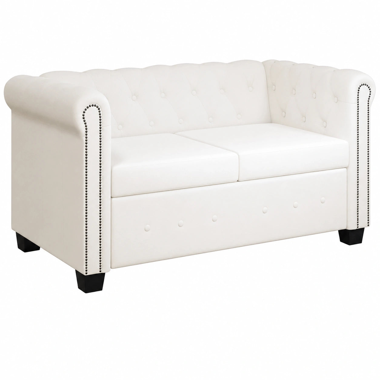 Sofá Chesterfield Blanco 2 Plazas de Cuero Sintético