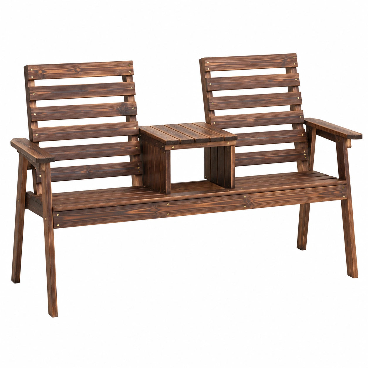 Banco de Jardín de Madera Resistente, Conjunto de Muebles para Patio y Porche con Mesas y Sillas Duraderas