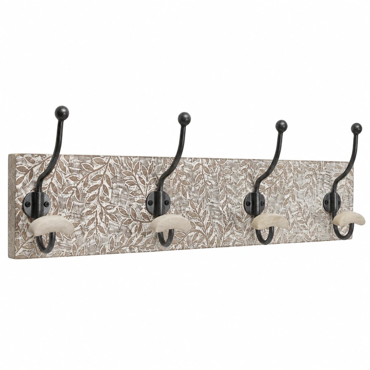 Perchero de Pared de Madera de Mango con Gancho de Hierro, 76 cm