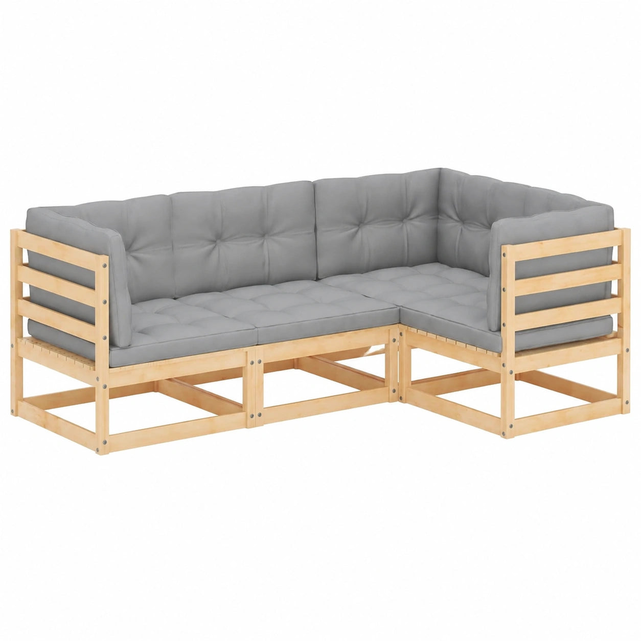 Conjunto de Muebles de Jardín de Pino Macizo: Sofá Modular y Cojines para Exterior
