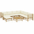 Conjunto de Sofás de Jardín Exterior de Bambú con Cojines para Patio
