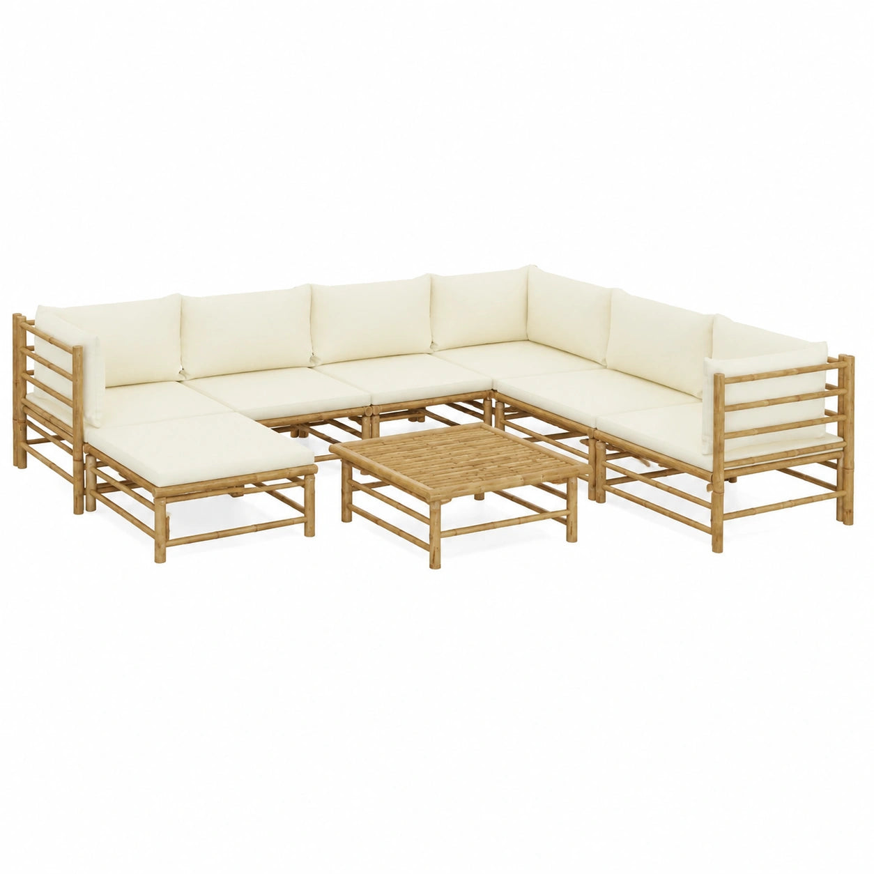 Conjunto de Sofás de Jardín Exterior de Bambú con Cojines para Patio