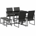 Conjunto de Comedor Exterior 9 Piezas Negro con Mesa de Acero