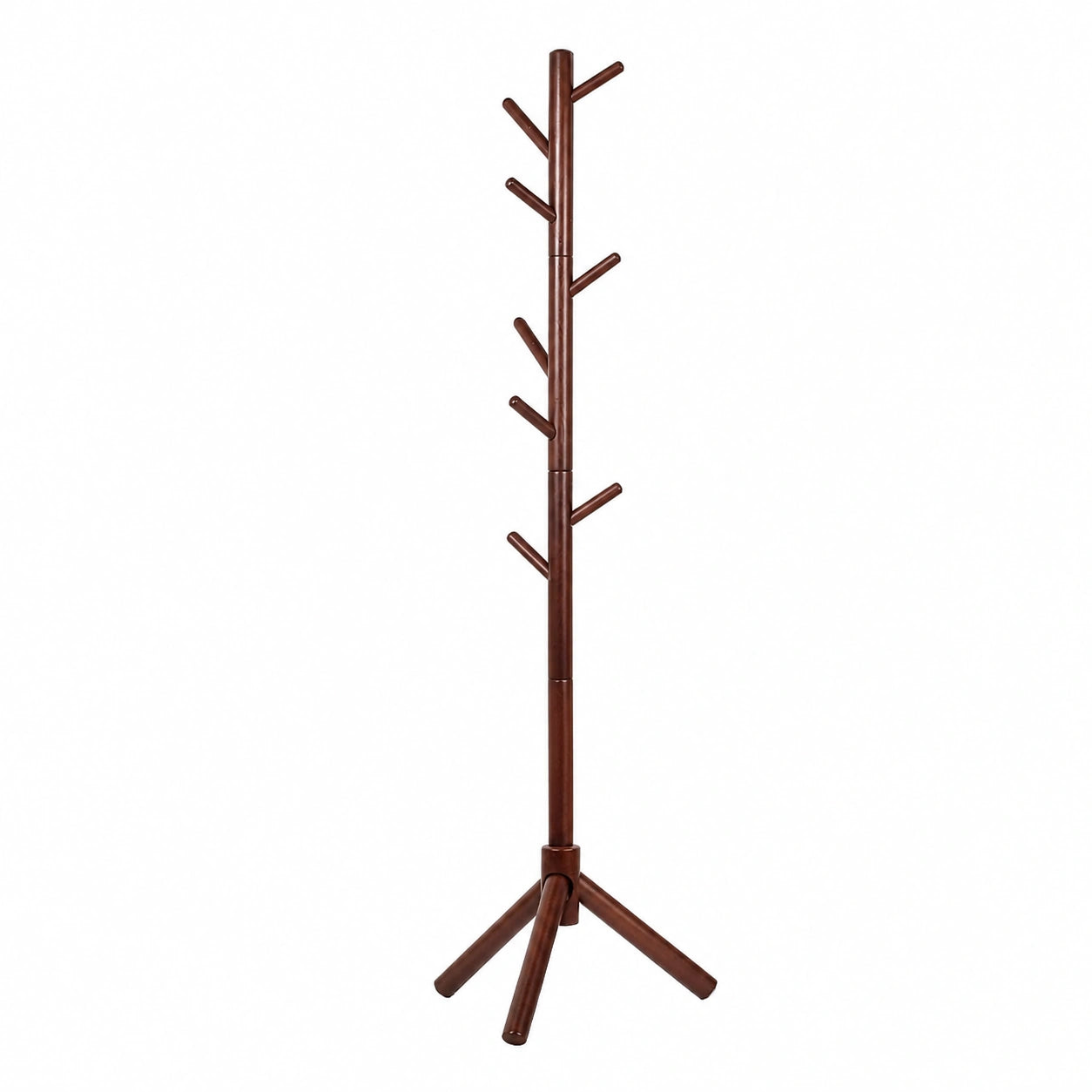 Perchero de pie de madera de haya con diseño de árbol y 9 ganchos ajustables en altura para ropa y accesorios
