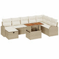 Conjunto Modular de Sofá de Jardín 9 piezas Beige Rattan Sintético Resistente UV