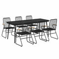 Conjunto de Comedor de Jardín 7 Piezas en Ratán Sintético Negro
