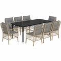 Conjunto de Comedor para Jardín 9 Piezas con Cojines, Muebles de Ratán Sintético Beige para Terraza