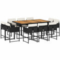 Conjunto de Comedor Exterior 11 Piezas con Cojines, Mesa y Sillas de Ratán Negro