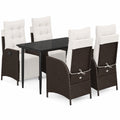 Conjunto de Comedor Exterior 5 Piezas con Cojines, Mesa y Sillas de Ratán Sintético