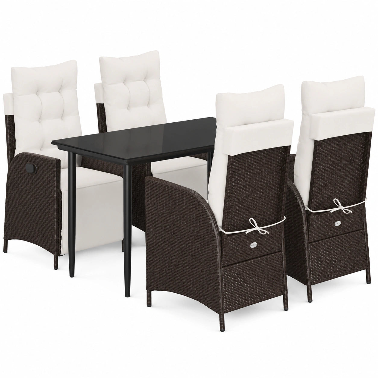 Conjunto de Comedor Exterior 5 Piezas con Cojines, Mesa y Sillas de Ratán Sintético