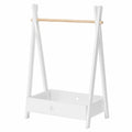 Perchero Infantil de Bambú y MDF con Estante, 126x73x43 cm, Natural/Blanco