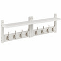 Perchero de Pared Blanco con 8 Ganchos, Perfecto para Entrada y Dormitorio, Set de 2