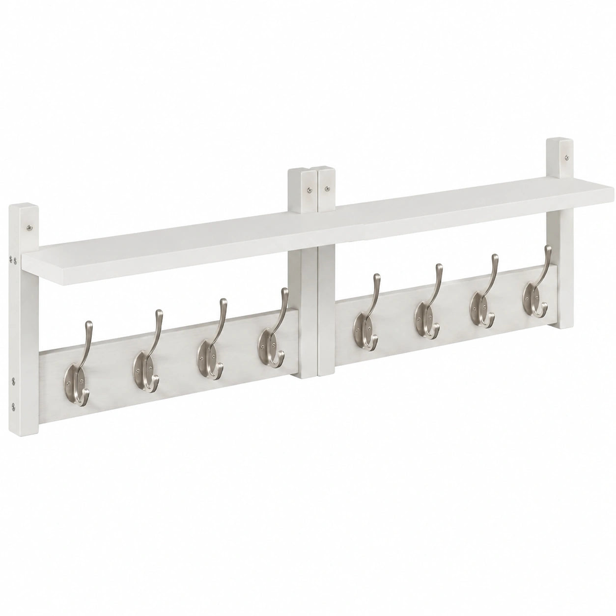 Perchero de Pared Blanco con 8 Ganchos, Perfecto para Entrada y Dormitorio, Set de 2