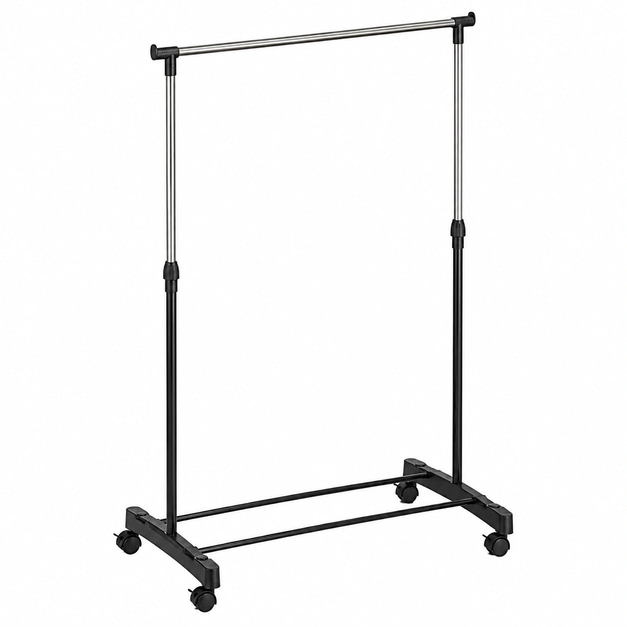 Perchero de Pie Extensible con Ruedas de Acero Inoxidable