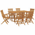 Juego de Comedor Exterior 7 Piezas Madera de Teca Marrón