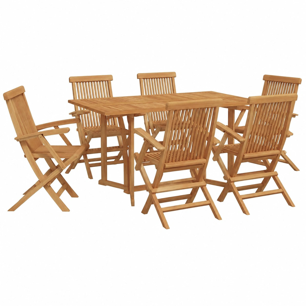 Juego de Comedor Exterior 7 Piezas Madera de Teca Marrón