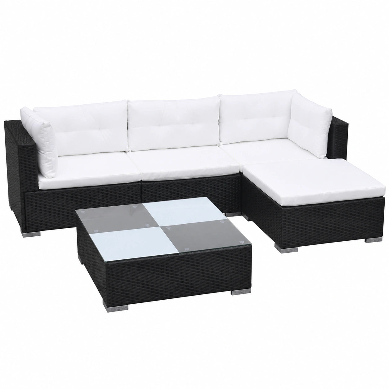 Set de Muebles de Jardín de 5 Piezas en Ratán Sintético Negro para Exterior