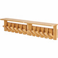 Perchero de Pared de Madera Natural con Estante y Ganchos Plegables para Entrada y Dormitorio