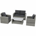 Hespéride - Set de Jardín Polynesia Havana para 4 Personas - Resina Tejida y Vidrio Templado
