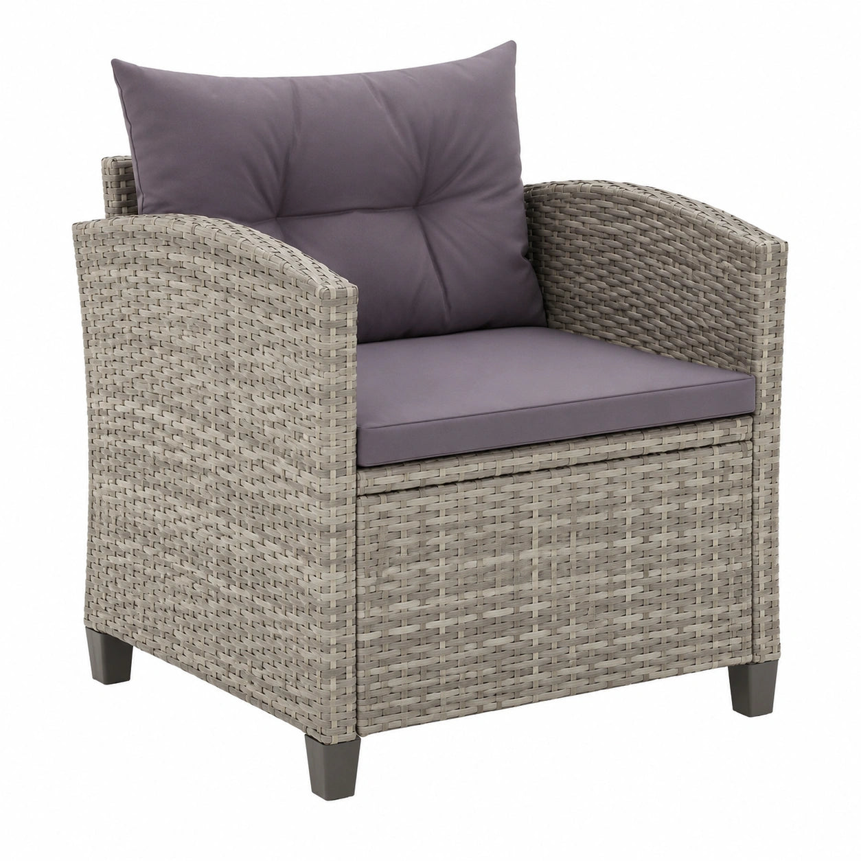Sillón de Jardín con Cojines de Ratán Sintético Gris para Terraza