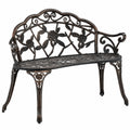 Banco de Jardín de Aluminio Fundido Bronce para Exteriores, Asiento de Parque para Decoración y Descanso